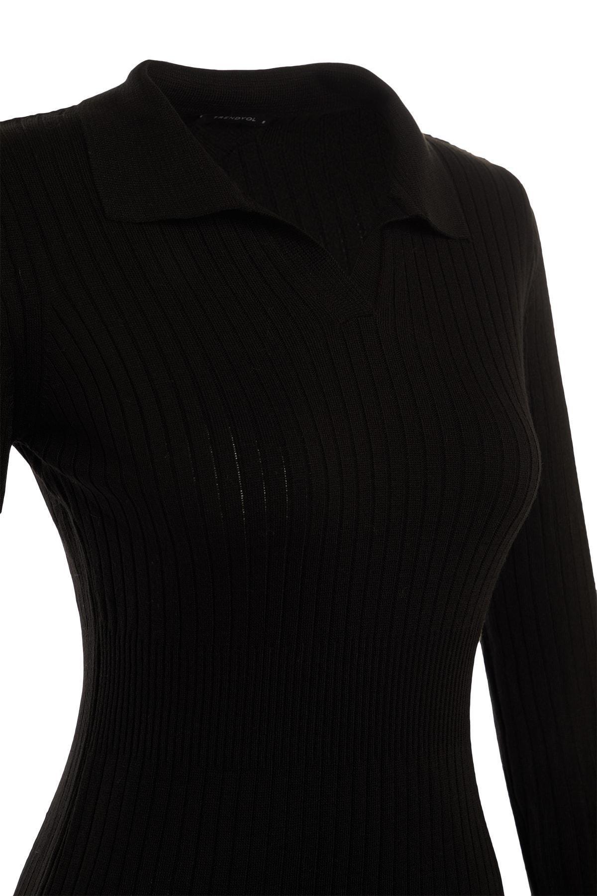 Black Bodycon Midi Dress, Black, large image number 7