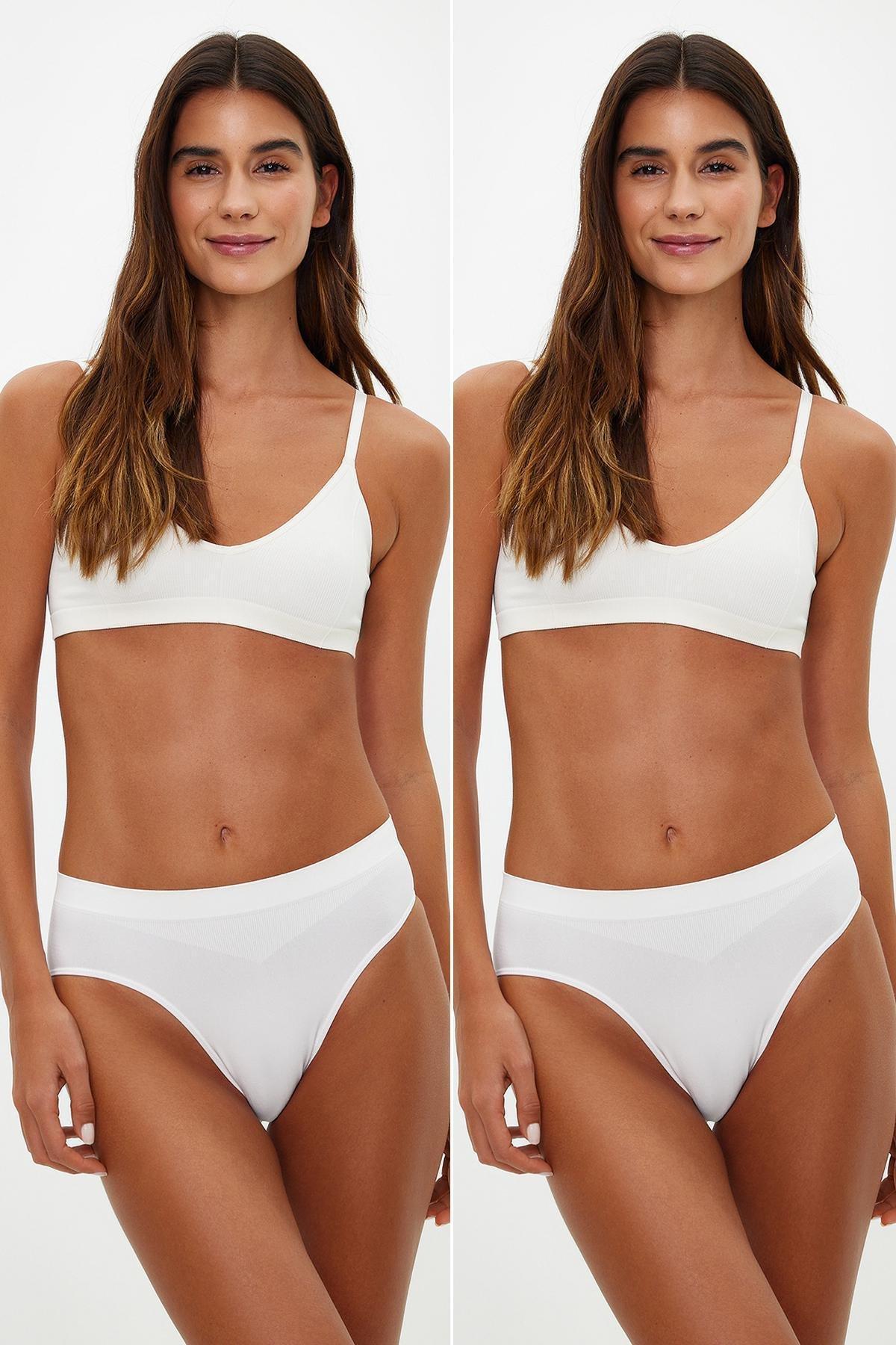 White Seamless Hipster Briefs, Set Of 2, , large image number 0