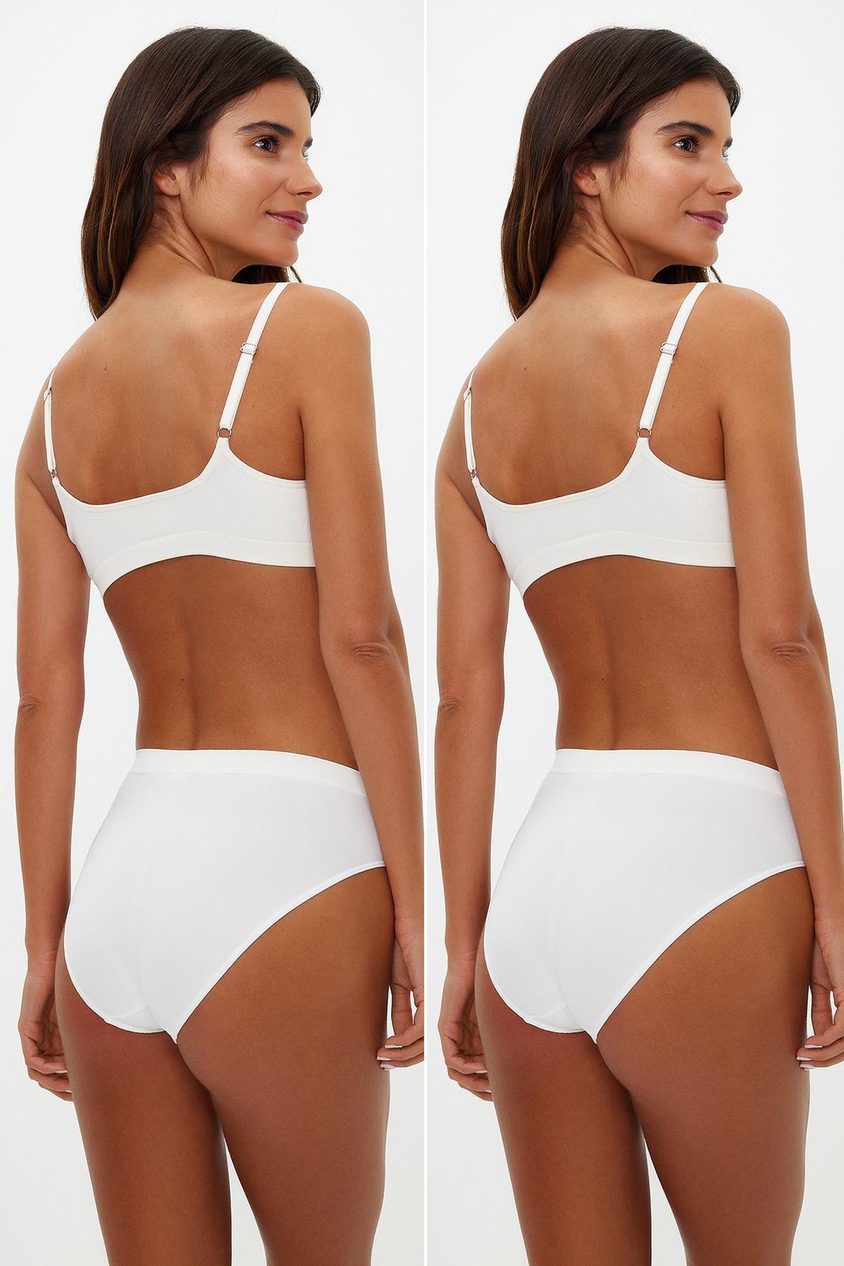 White Seamless Hipster Briefs, Set Of 2, , large image number 1
