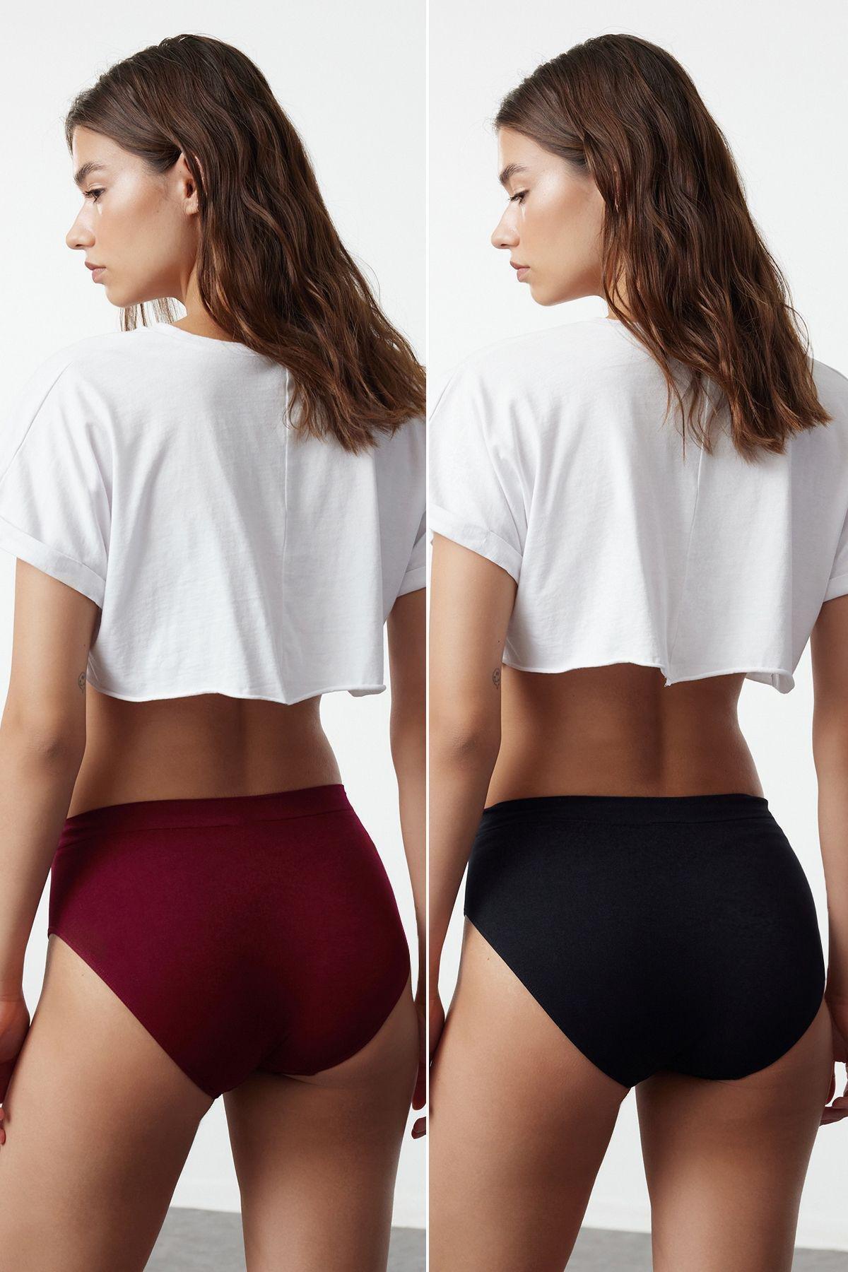 Black-Red Seamless Hipster Panties,set of 2, C101_6460, large image number 1