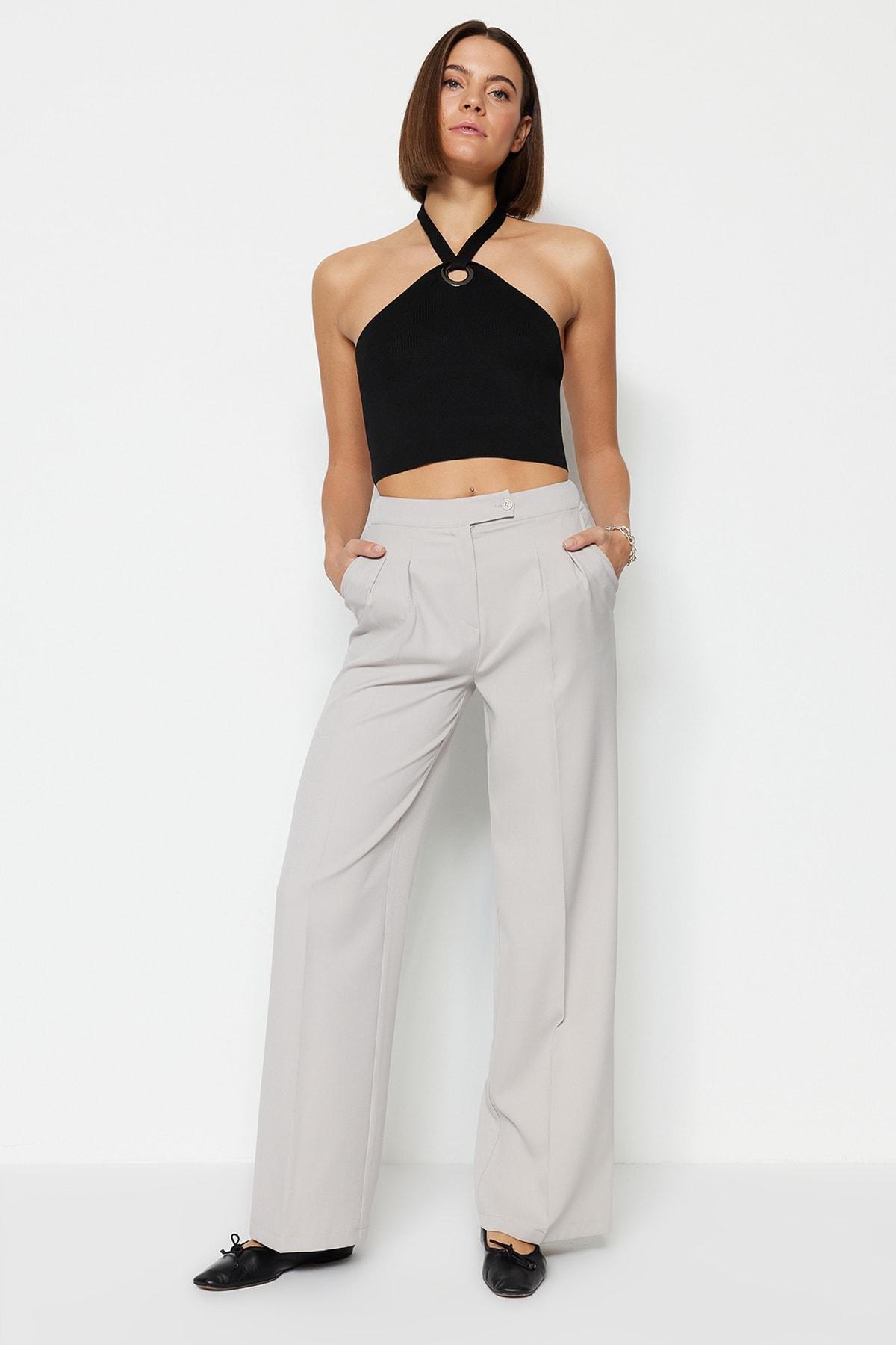 Grey Wide Leg Pants, , large image number 0