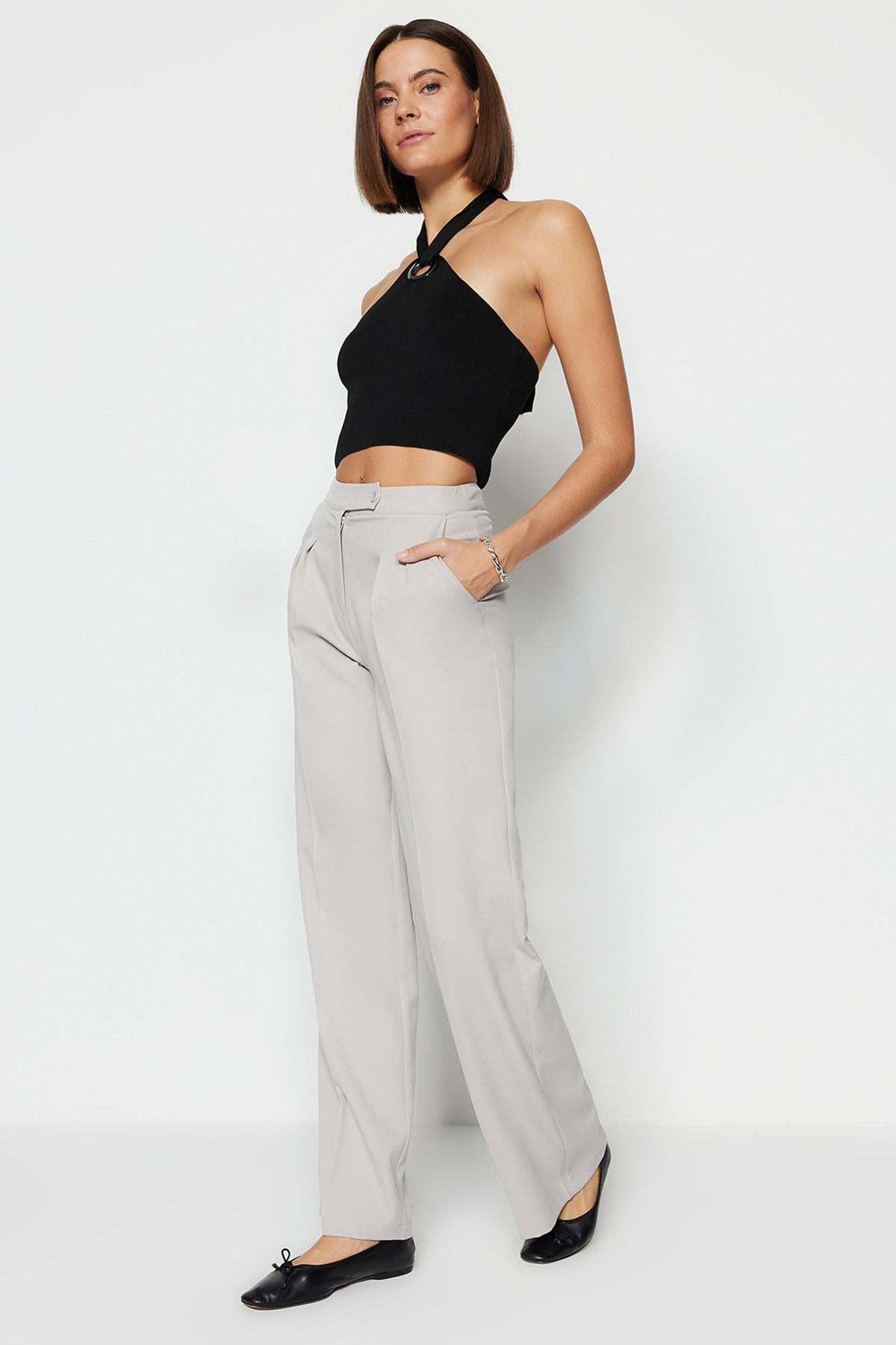 Grey Wide Leg Pants, , large image number 1