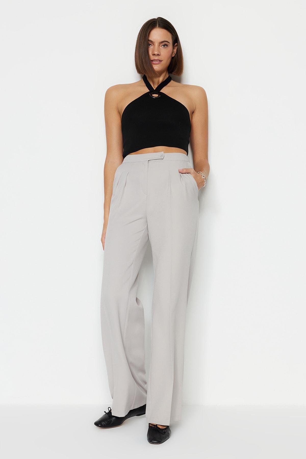 Grey Wide Leg Pants, , large image number 2