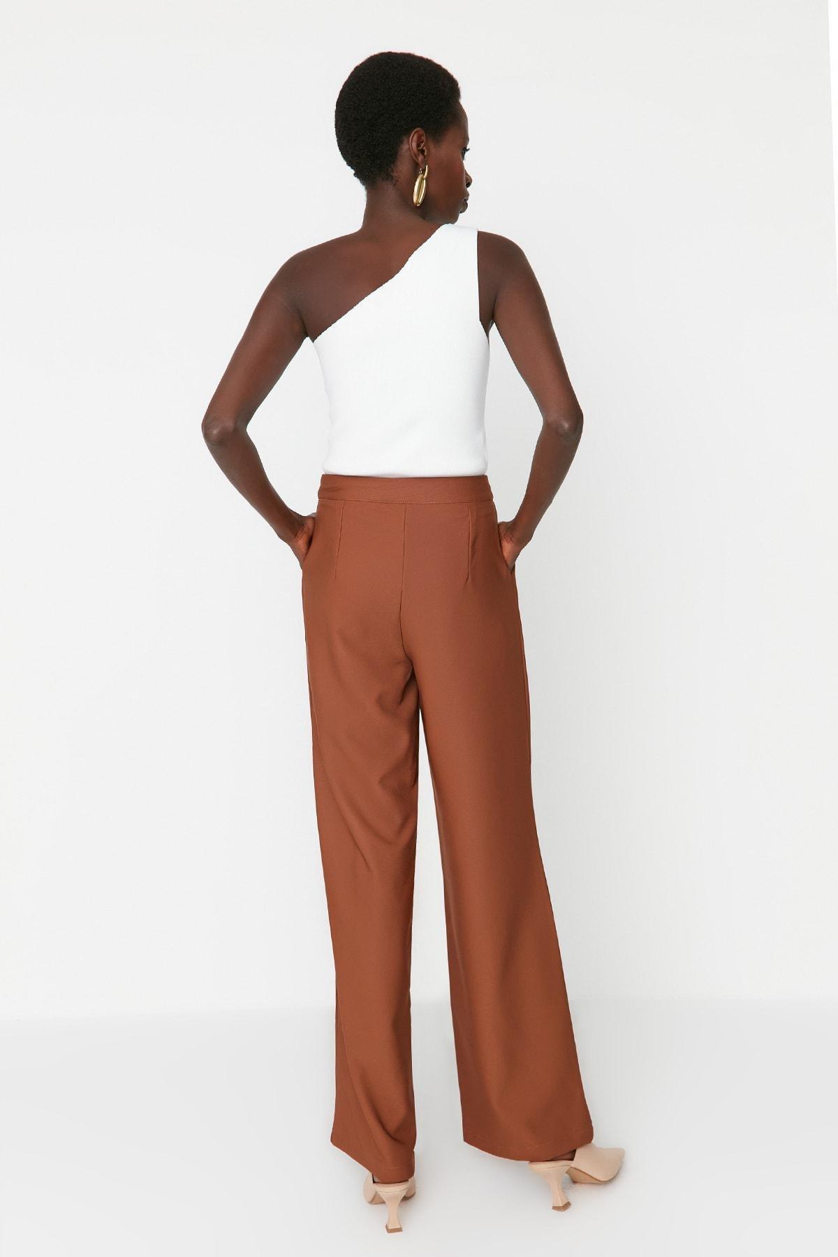 Mink Wide Leg High Waist Woven Trousers, , large image number 9
