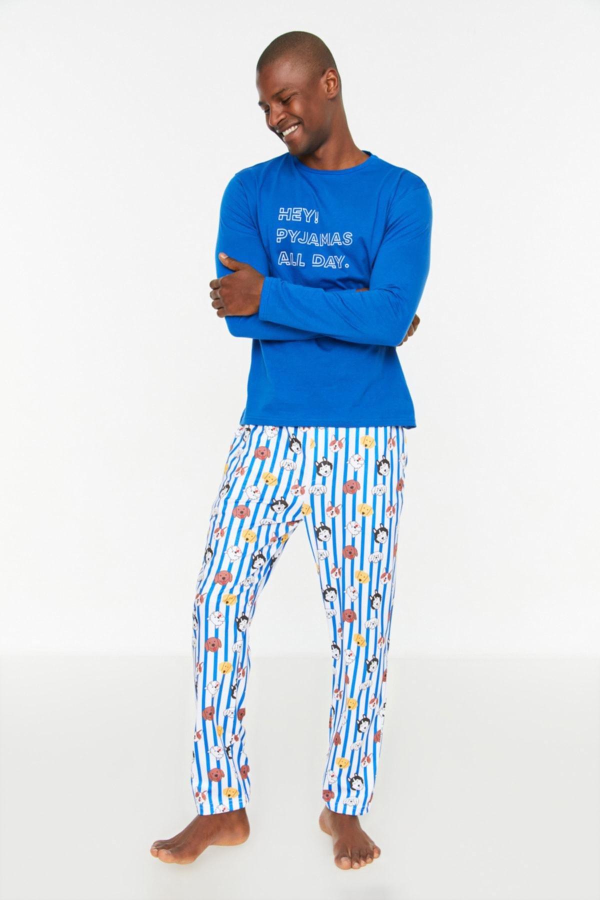 Blue Printed Pajama Set, , large image number 3