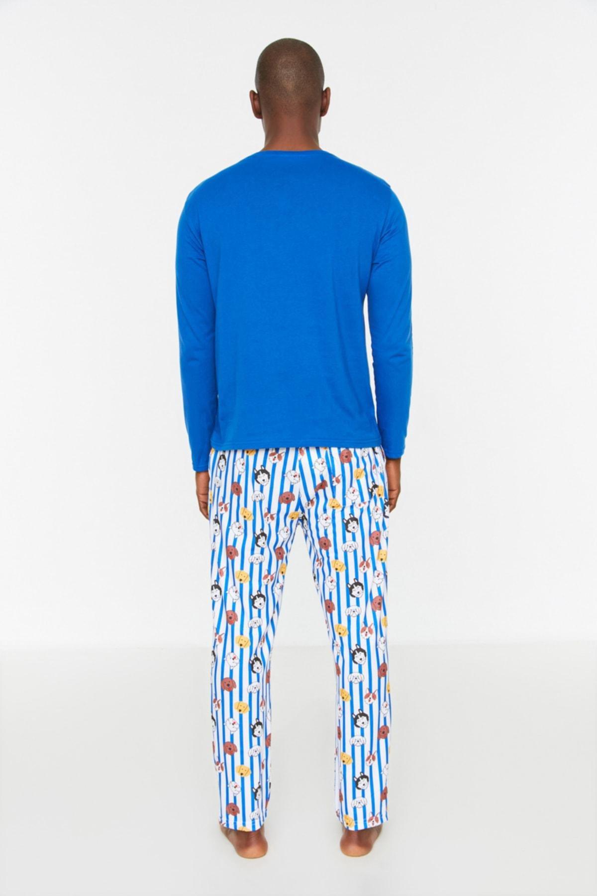 Blue Printed Pajama Set, , large image number 4