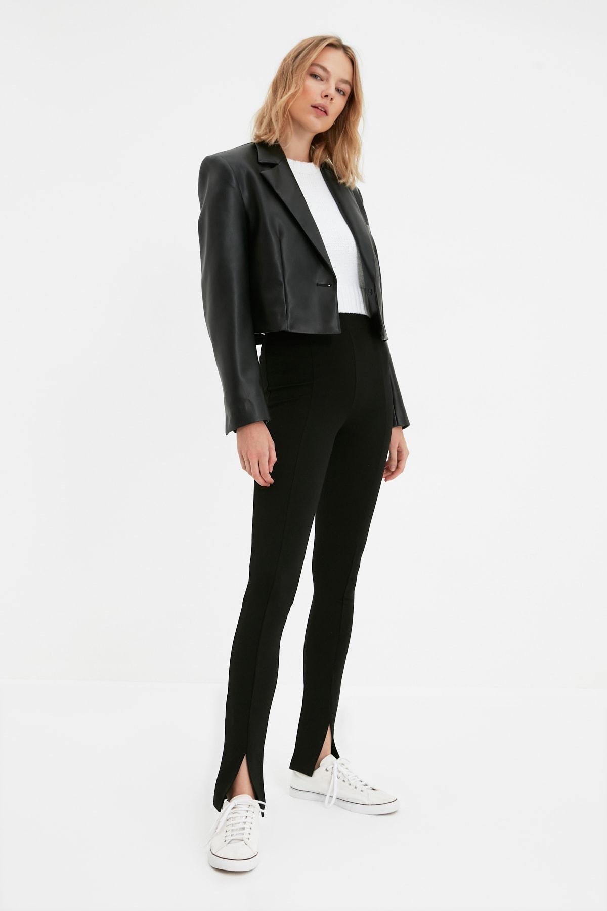 Black Bootcut Mid Waist Pants, , large image number 0