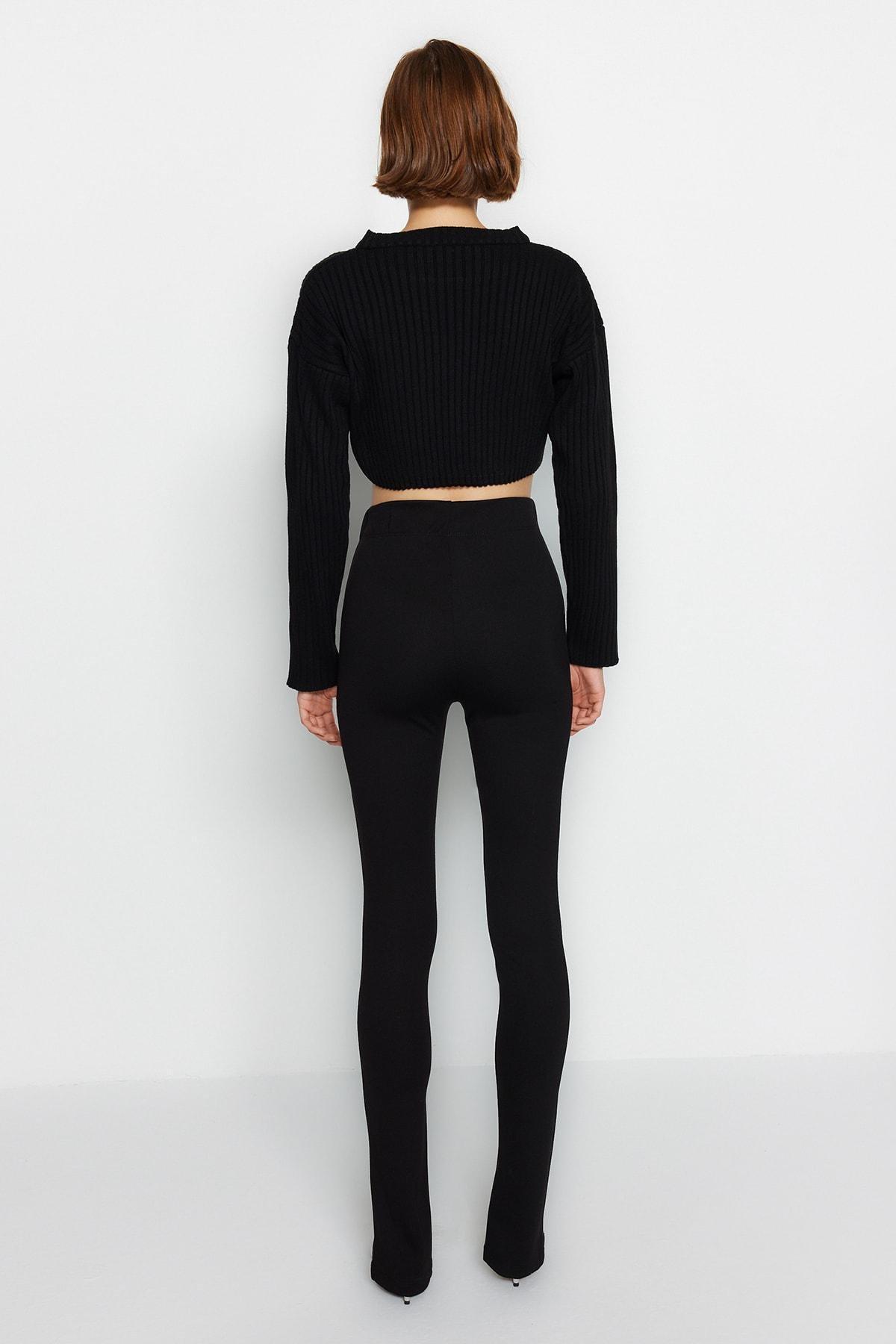 Black Bootcut Mid Waist Pants, , large image number 6