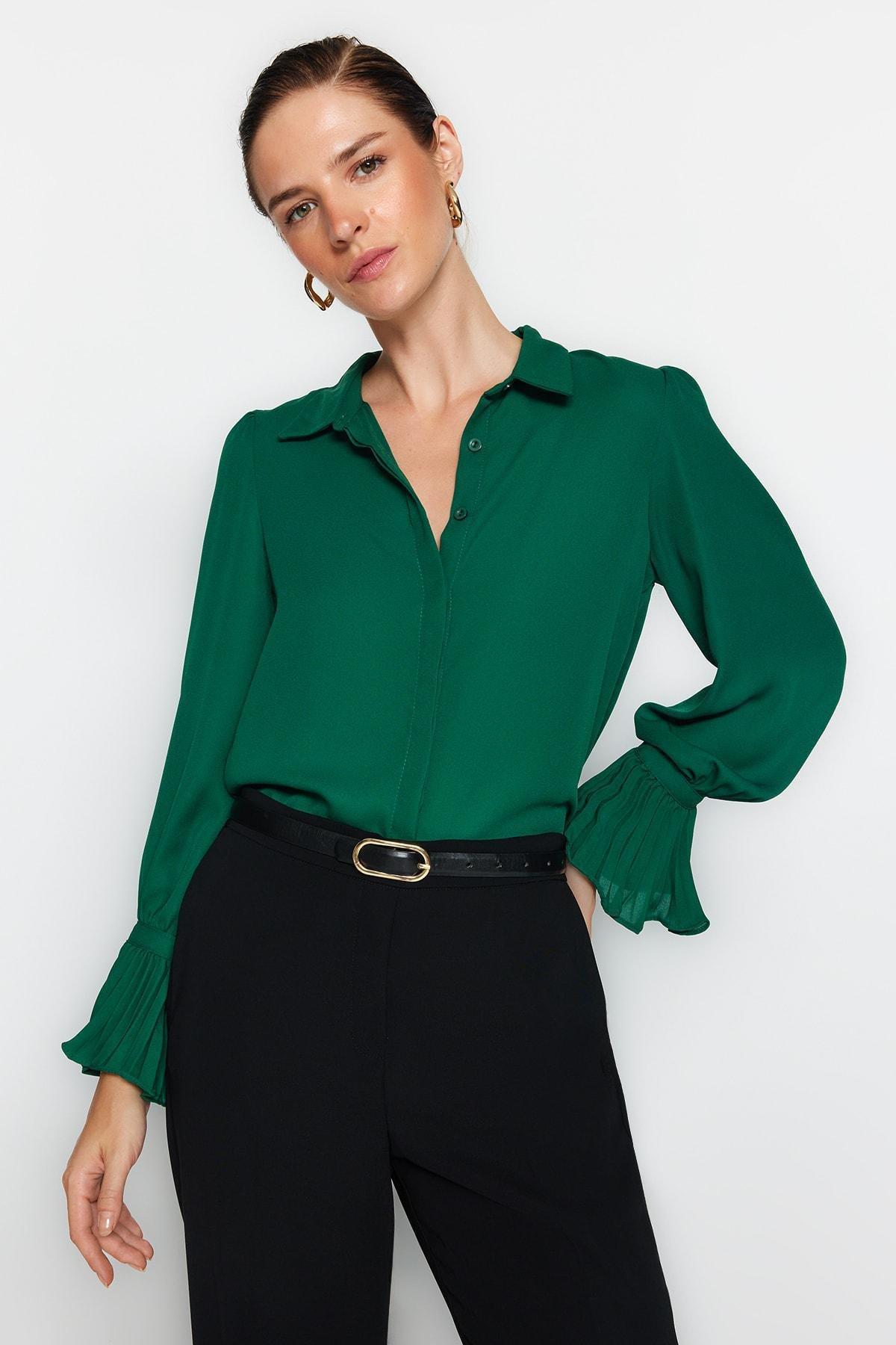 Green Spanish Sleeve Knit Shirt, Emerald, large image number 1