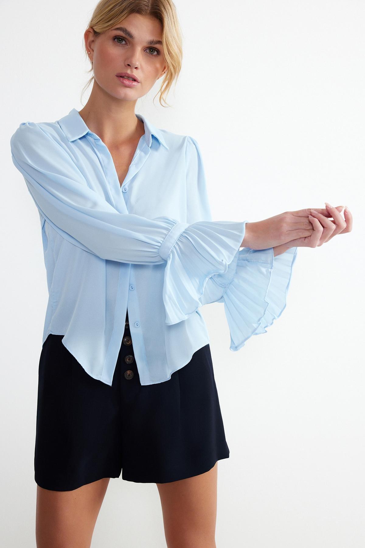 Blue Spanish Sleeve Woven Shirt, , large image number 0