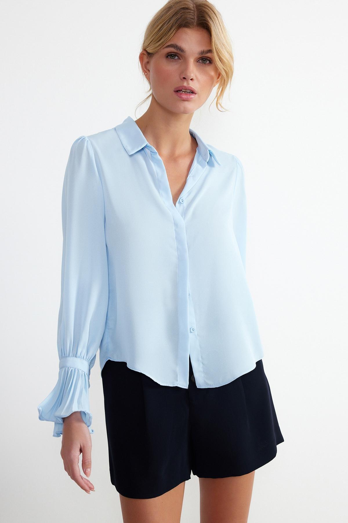 Blue Spanish Sleeve Woven Shirt, , large image number 1