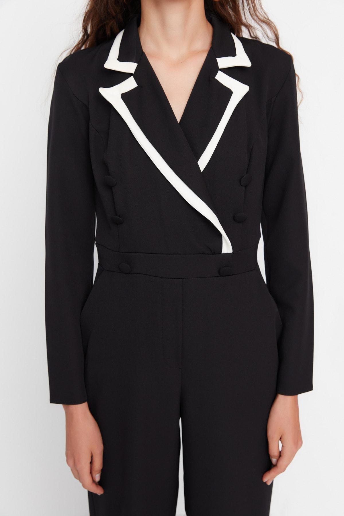 Black Lapel Collar Jumpsuit, , large image number 6