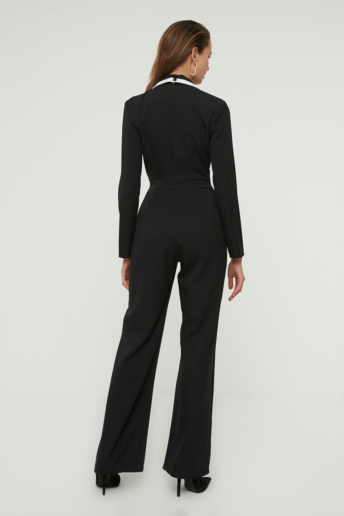 Trendyol - Black Lapel Collar Jumpsuit