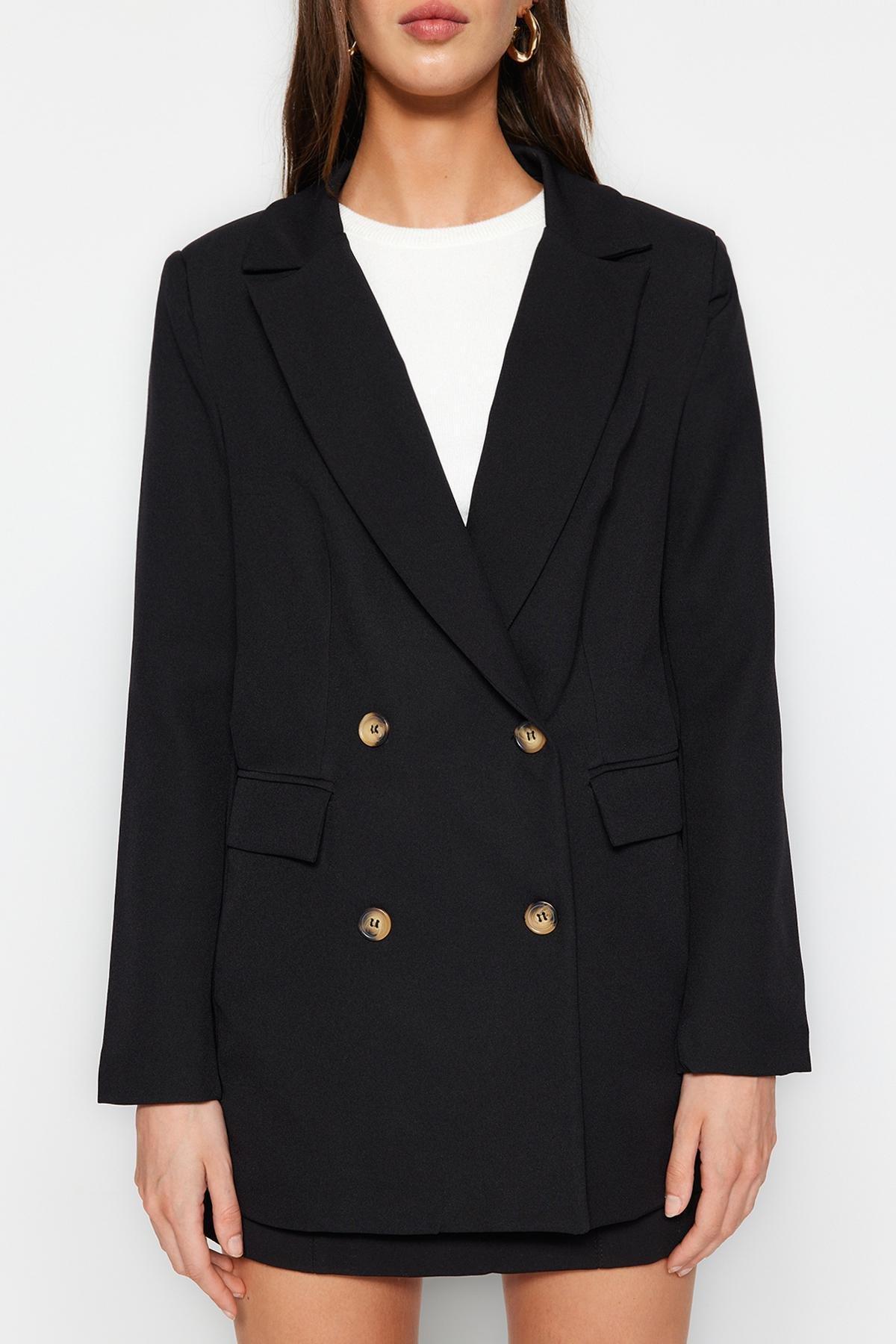 Black Double-Breasted Blazer, , large image number 4