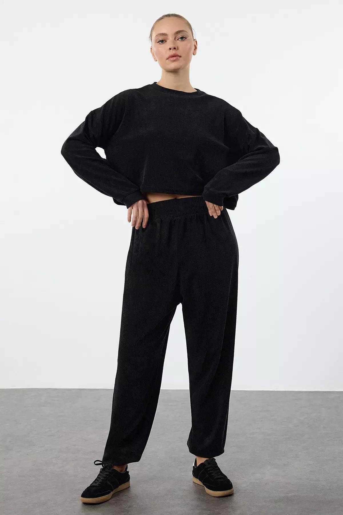 Black Towel Tracksuit Set, , large image number 0