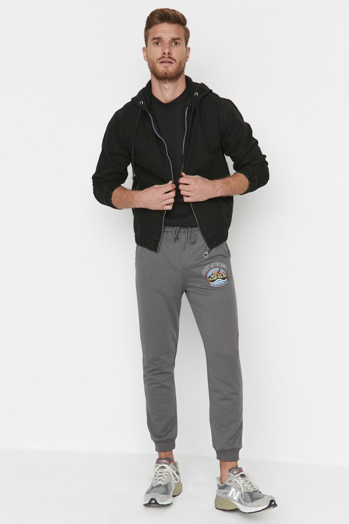 Grey Relaxed Mid Waist Sweatpants, , large image number 0