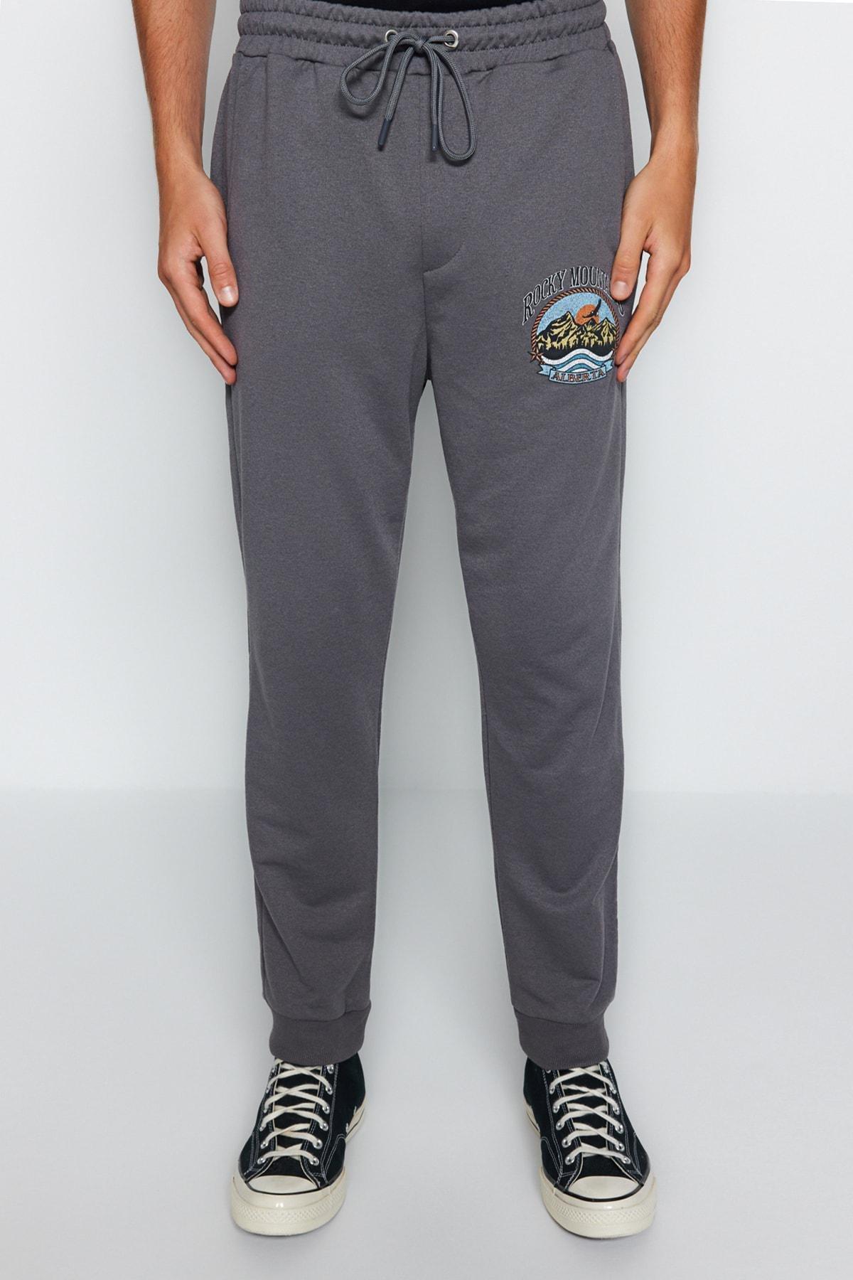 Grey Relaxed Mid Waist Sweatpants, , large image number 3