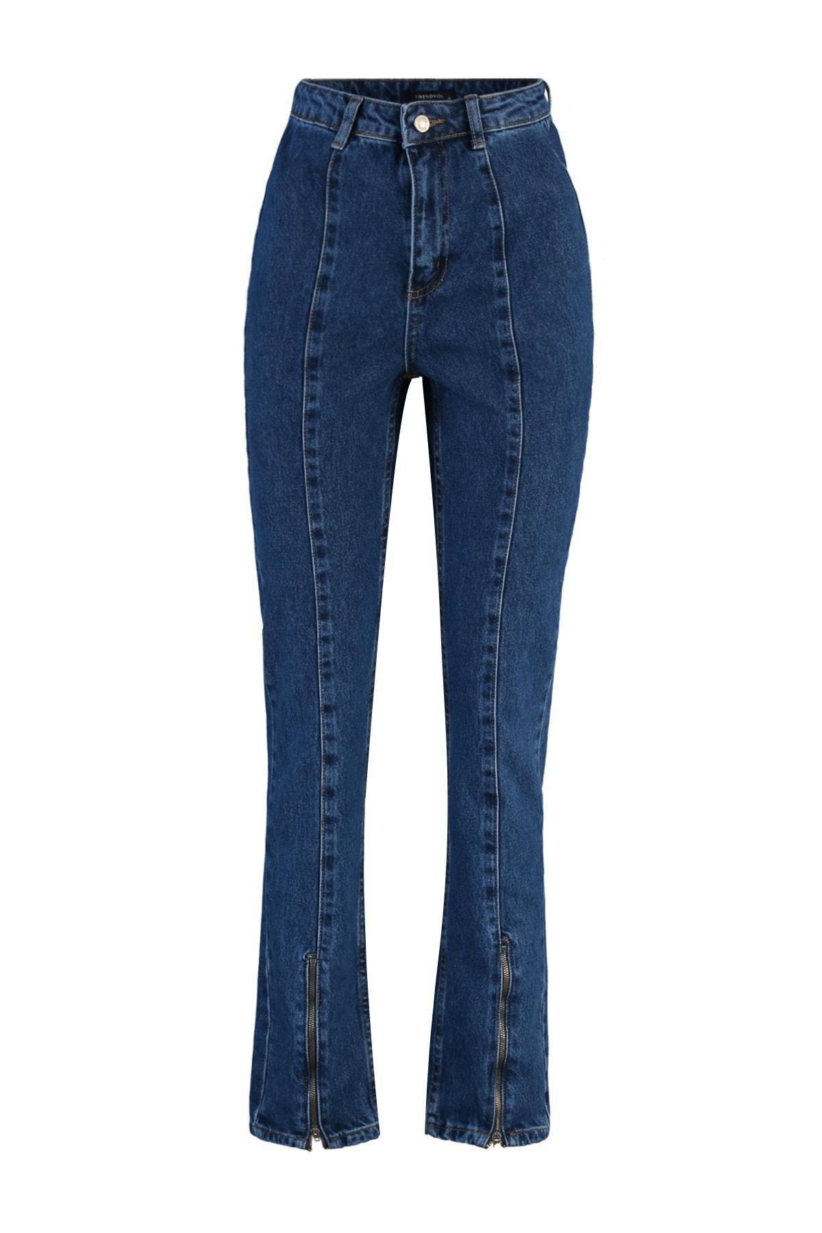 Trendyol - Blue High Waist Bootcut Jeans