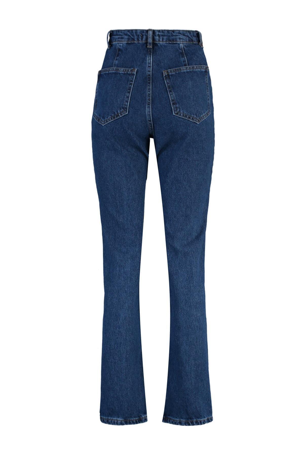 Trendyol - Blue High Waist Bootcut Jeans