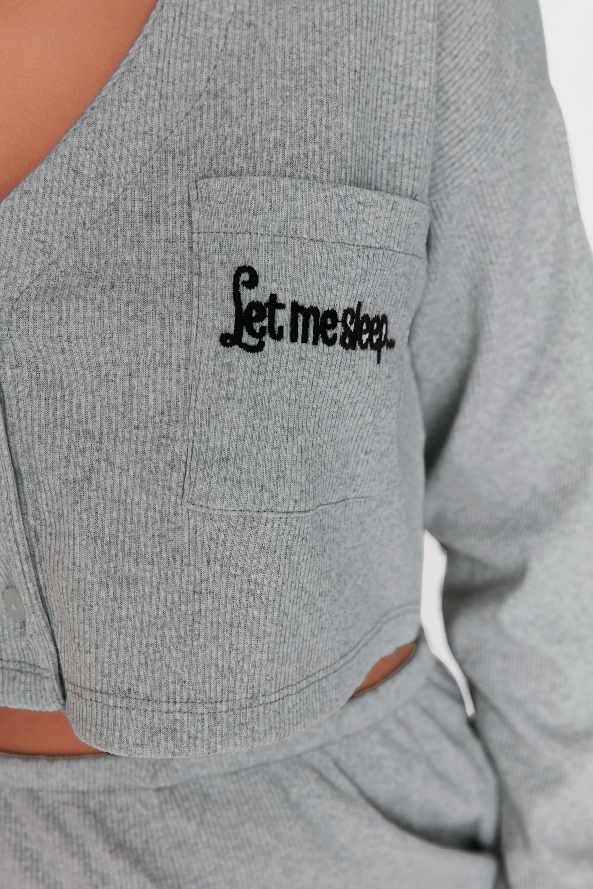 Gray V-Neck Pajama Set, , large image number 2