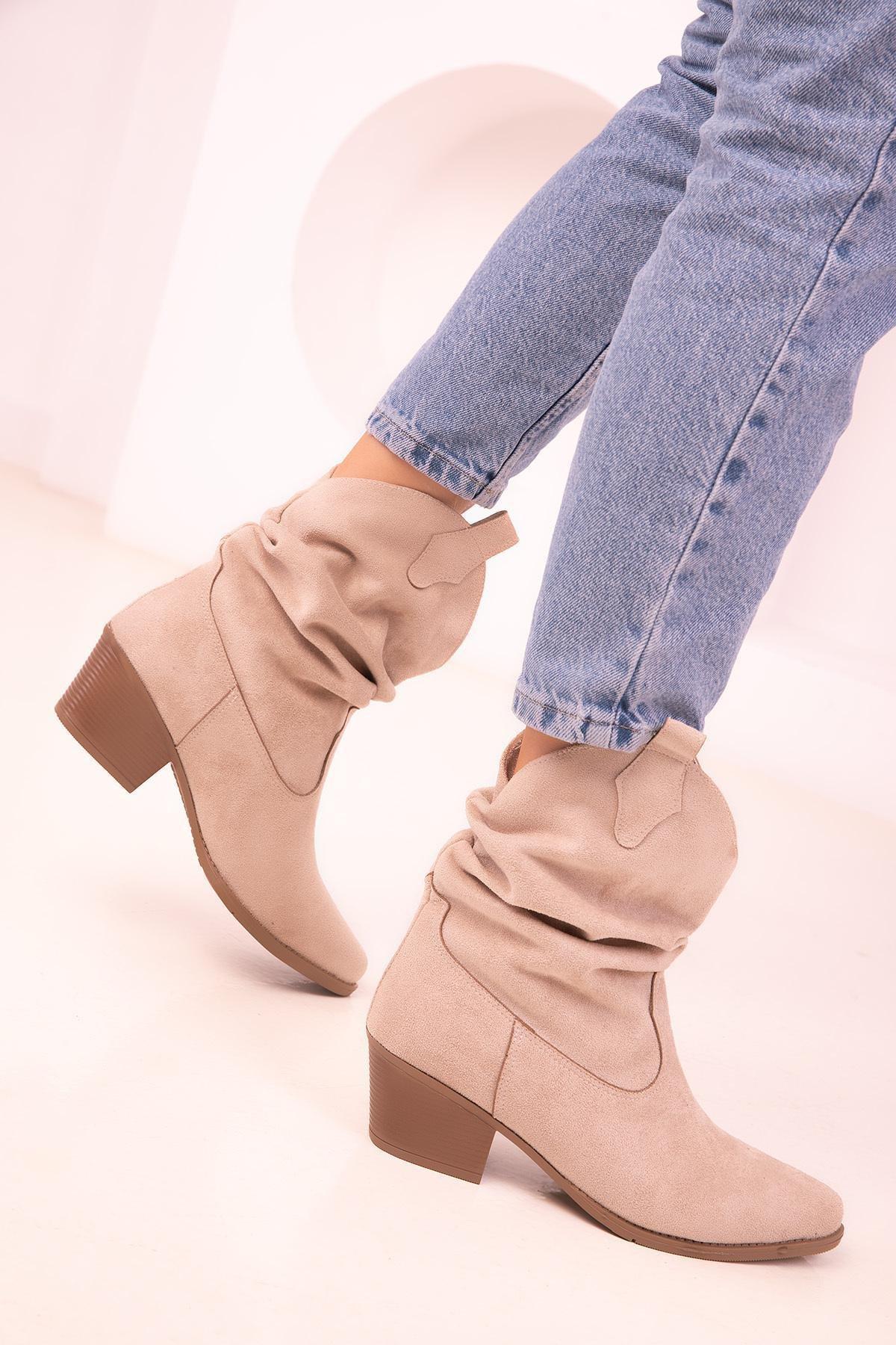 Beige Suede Boots, C101_3847, large image number 3