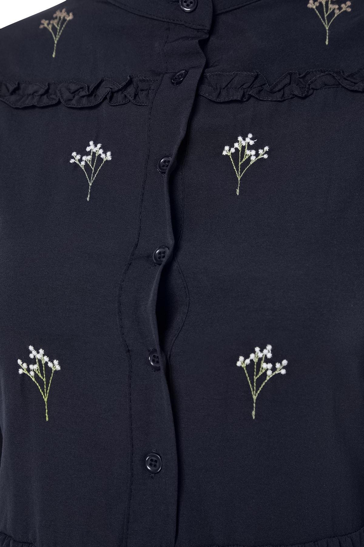 Navy Shift Standing Collar Dress, , large image number 7