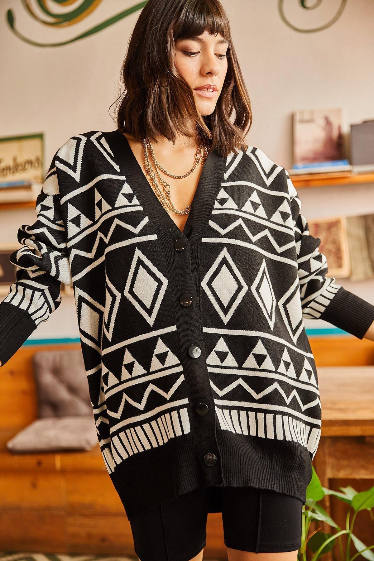 Black Oversize Cardigan, , large image number 1