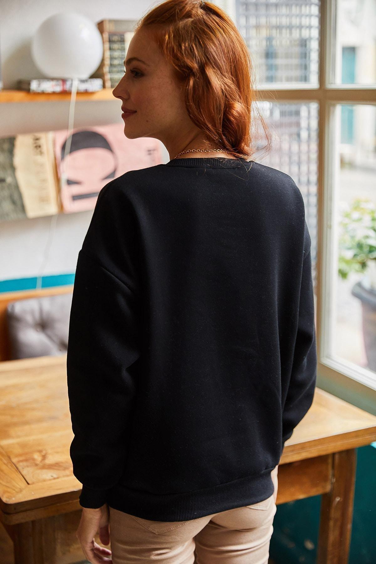 Black Houston Printed Raised Sweatshirt, , large image number 7