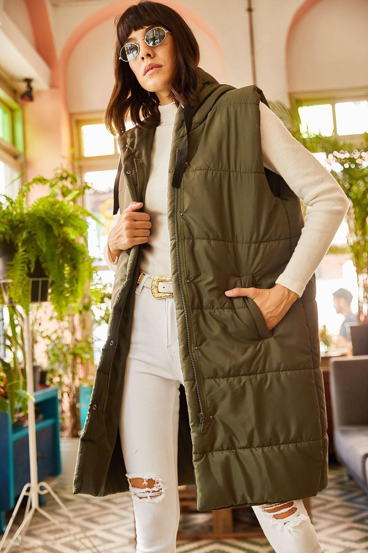 Khaki Hooded Vest, Khaki, large image number 3