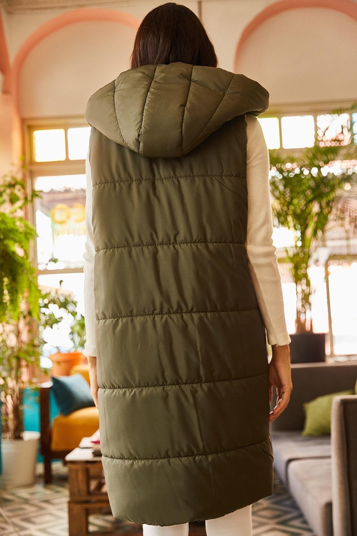 Khaki Hooded Vest, Khaki, large image number 5