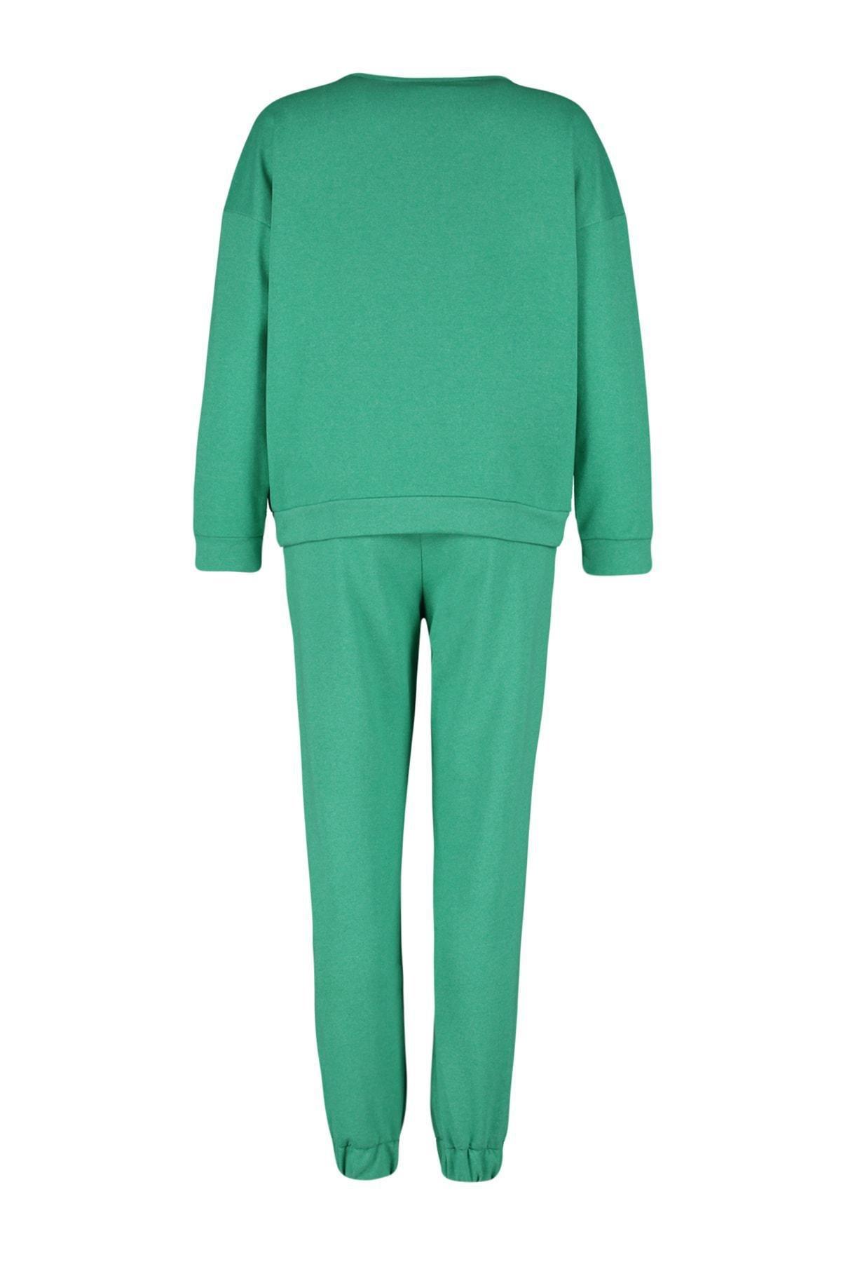 Green Printed Hooded Pajama Set, , large image number 7