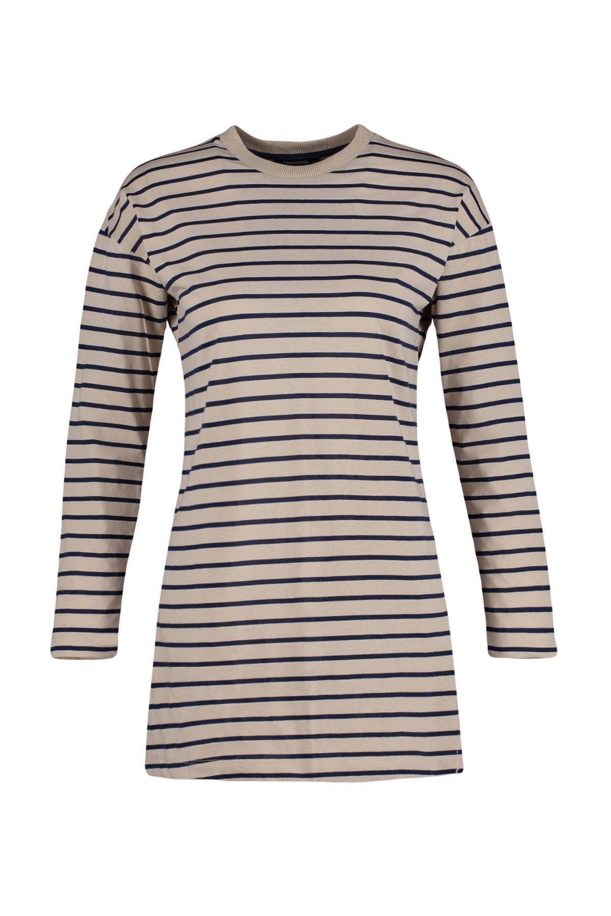 Navy Striped Crew Neck Tunic, , large image number 5