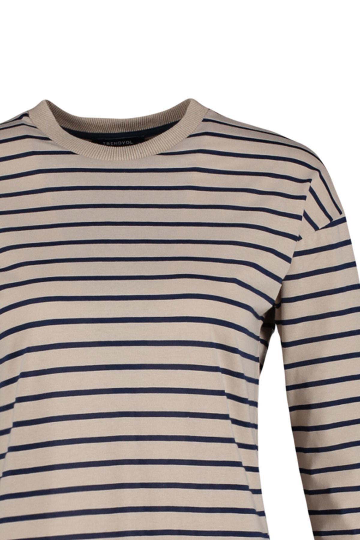 Trendyol - Navy Striped Crew Neck Tunic