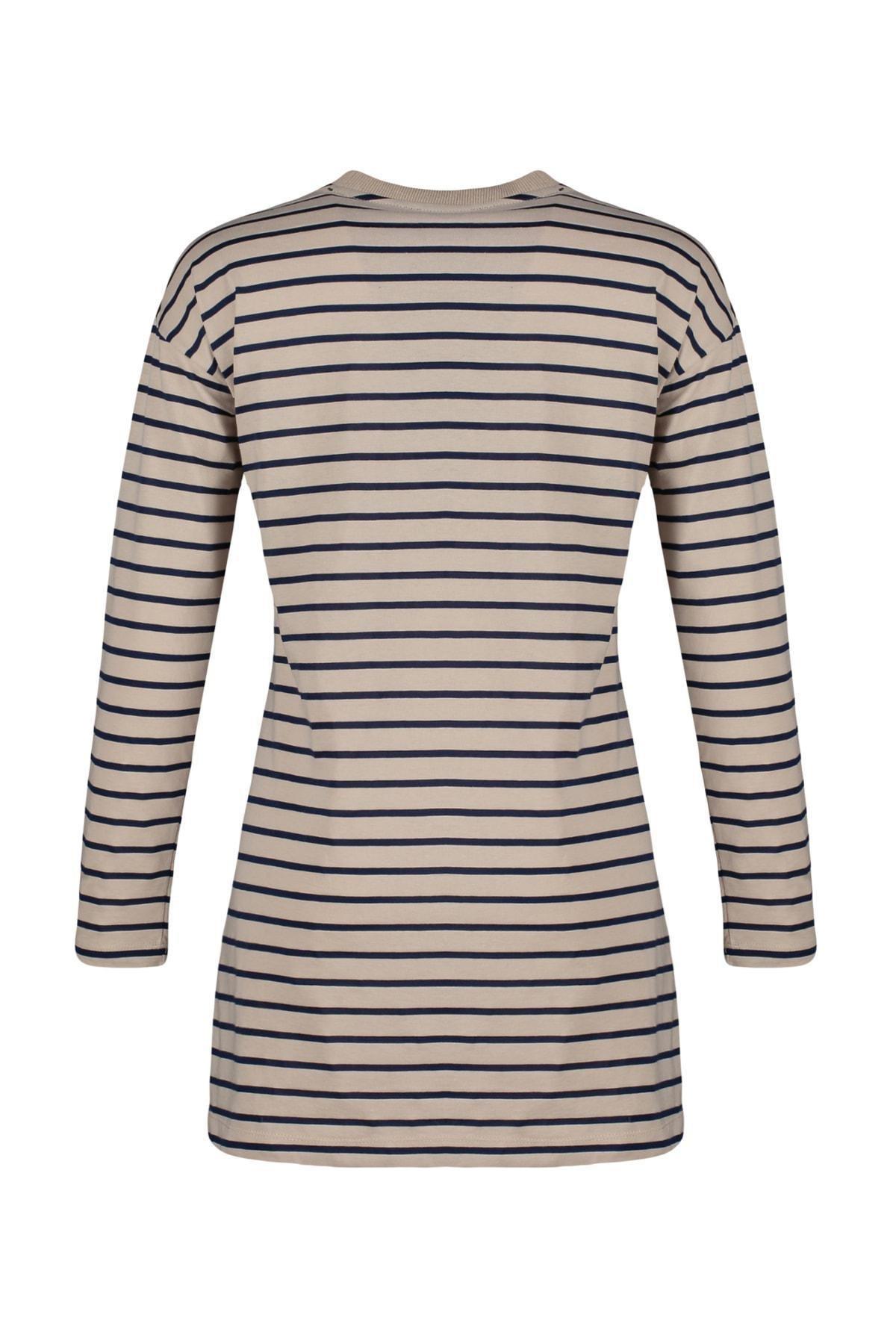 Navy Striped Crew Neck Tunic, , large image number 7