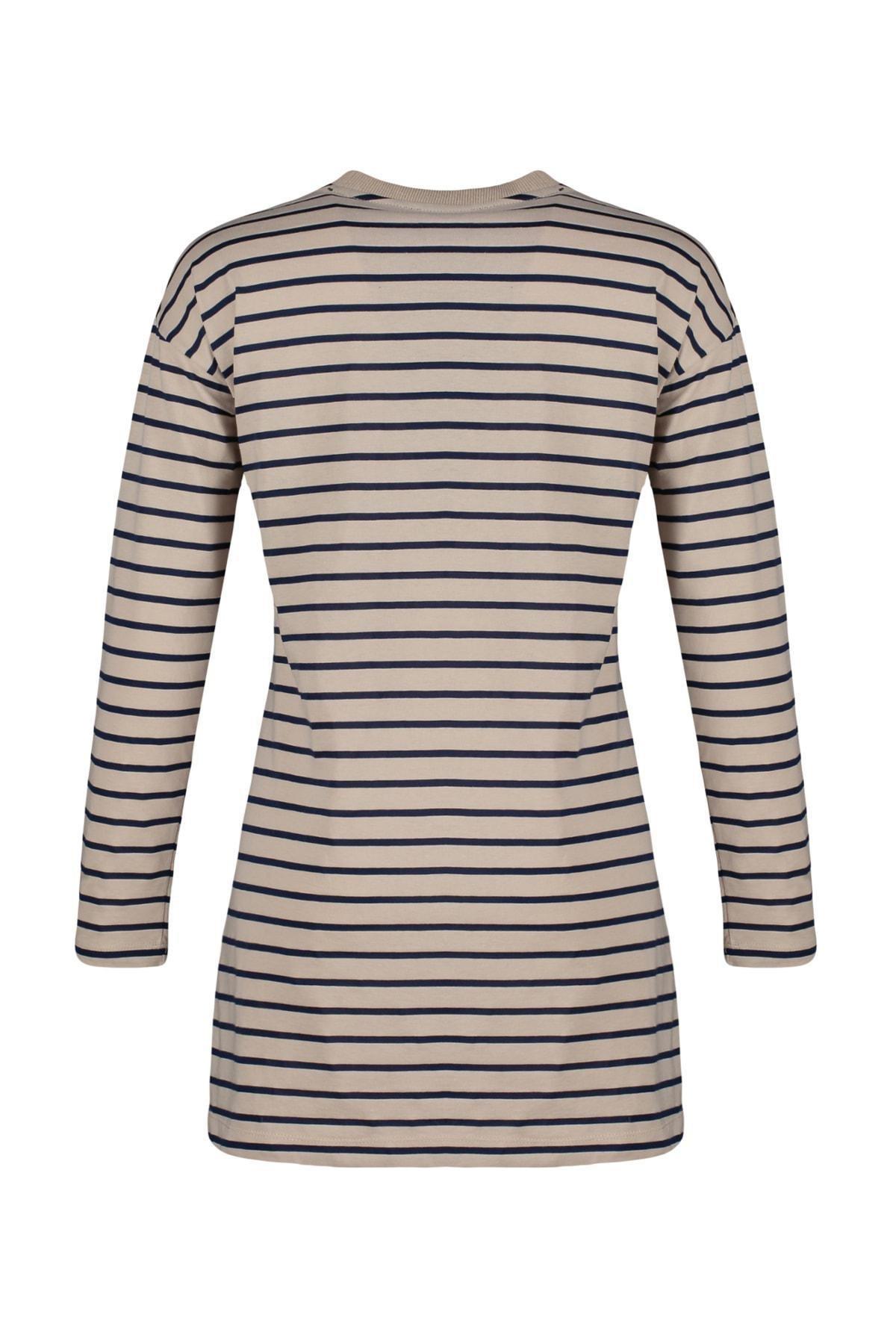 Trendyol - Navy Striped Crew Neck Tunic