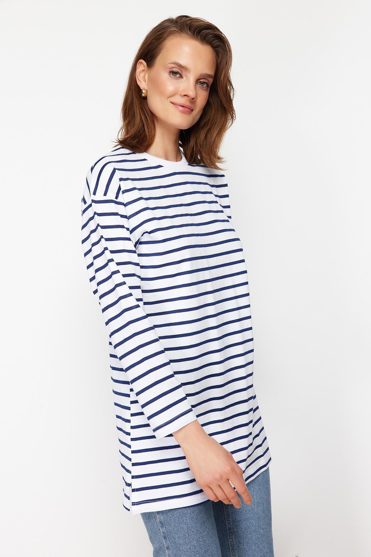 Trendyol - Blue Crew Neck Tunic