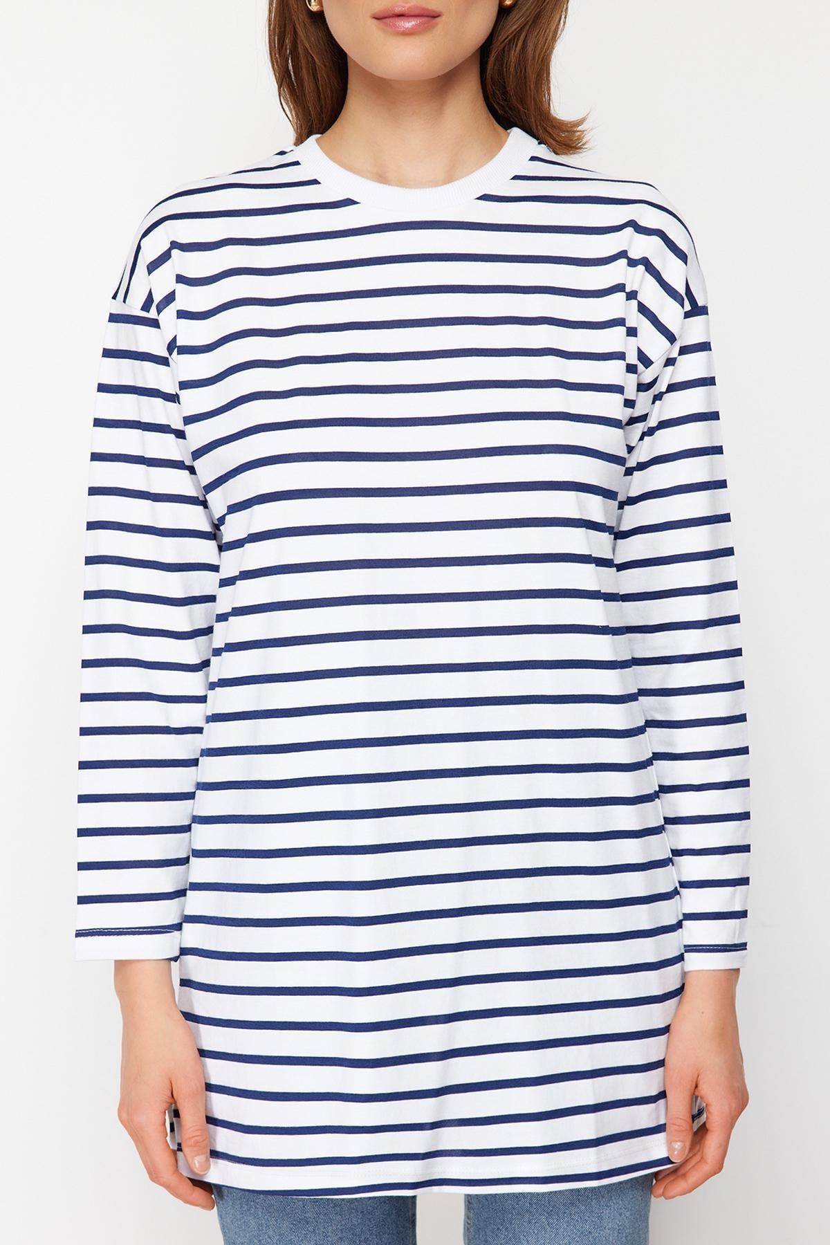 Blue Crew Neck Tunic, , large image number 3