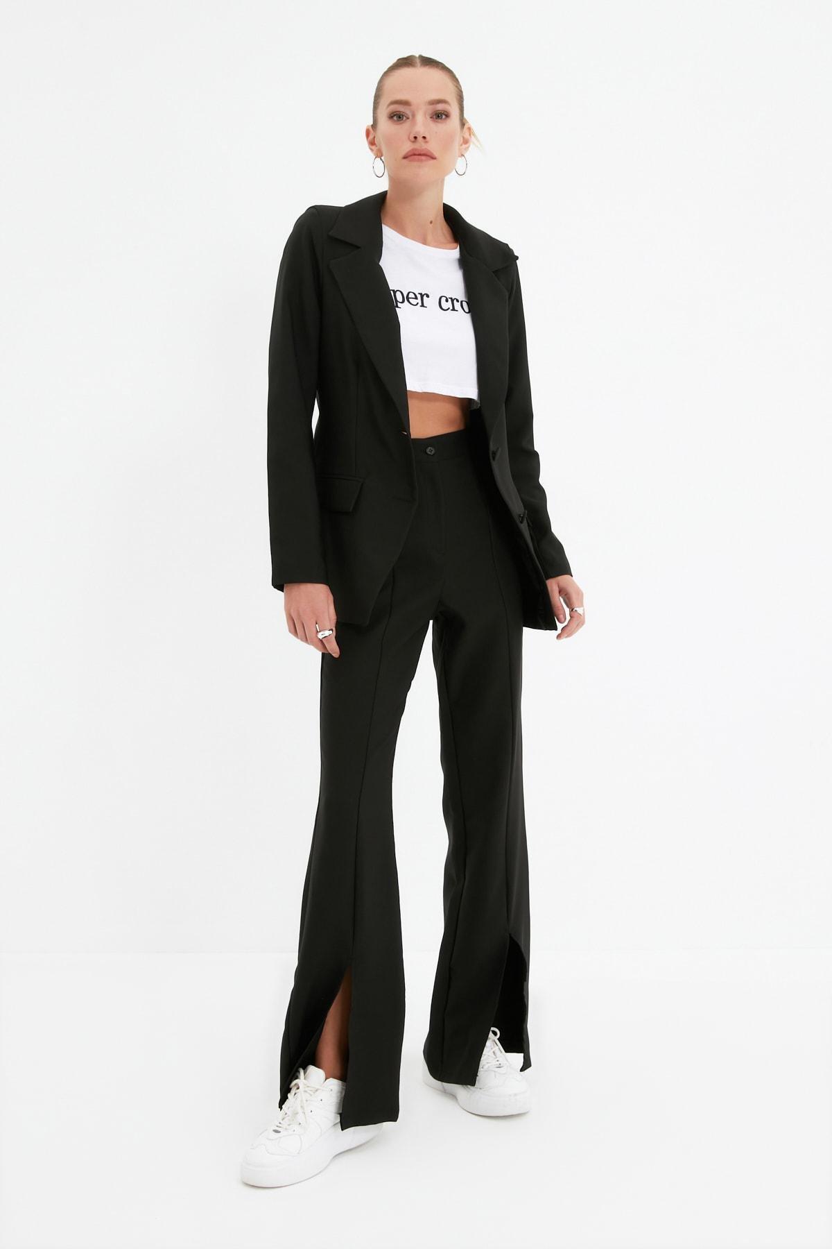 Black Flare Bootcut Pants, , large image number 1