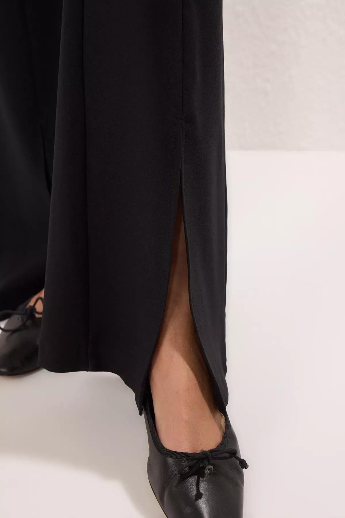 Black Flare Bootcut Pants, Black, large image number 4