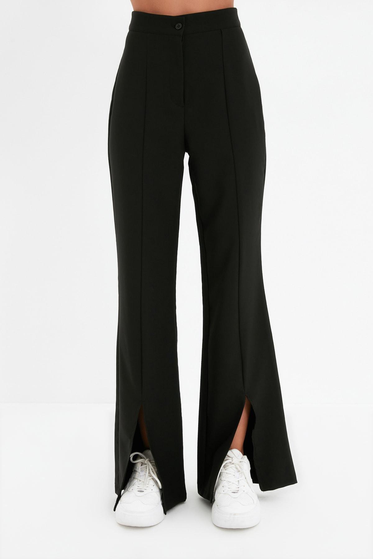 Black Flare Bootcut Pants, Black, large image number 5