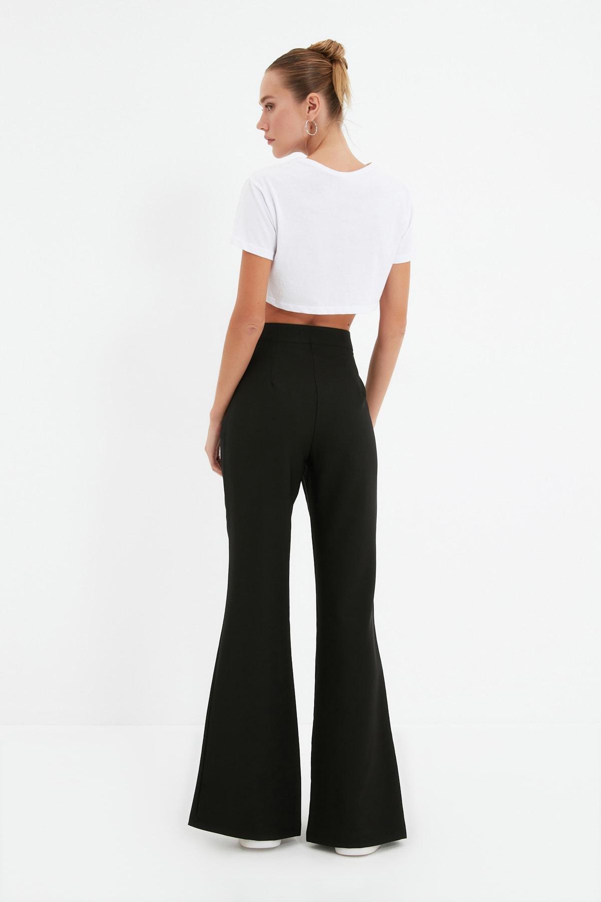 Black Flare Bootcut Pants, Black, large image number 7