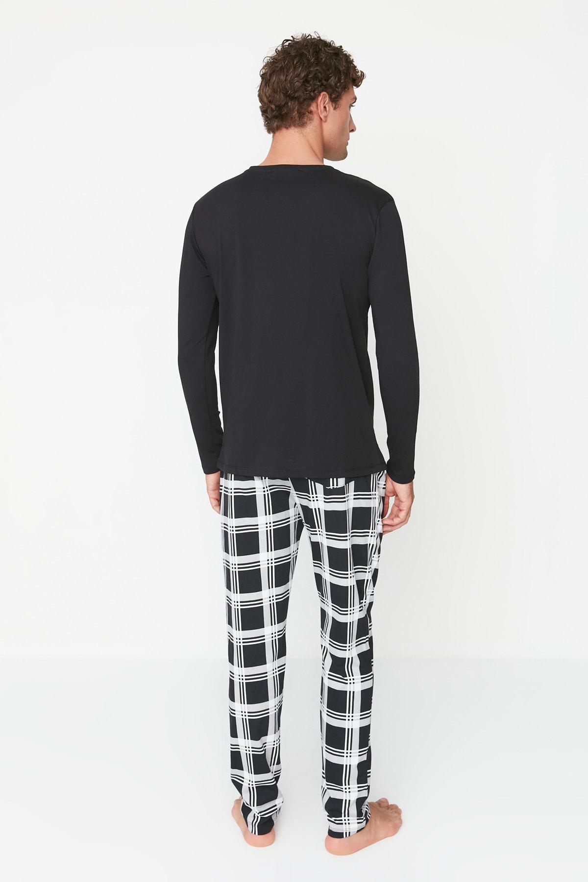 Black Plaid Mid Waist Pajama Set, , large image number 3