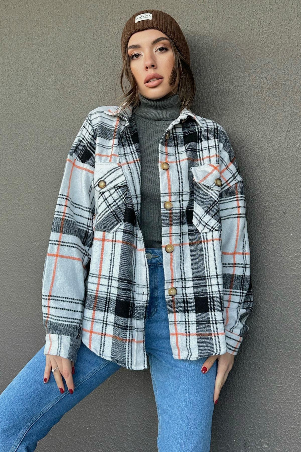 Beige Plaid Oversize Shirt, , large image number 8