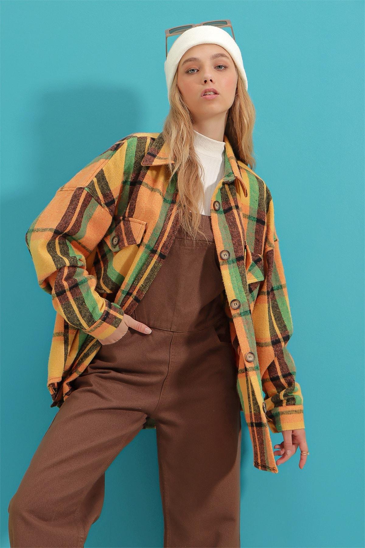 Yellow Plaid Oversize Shirt, , large image number 2