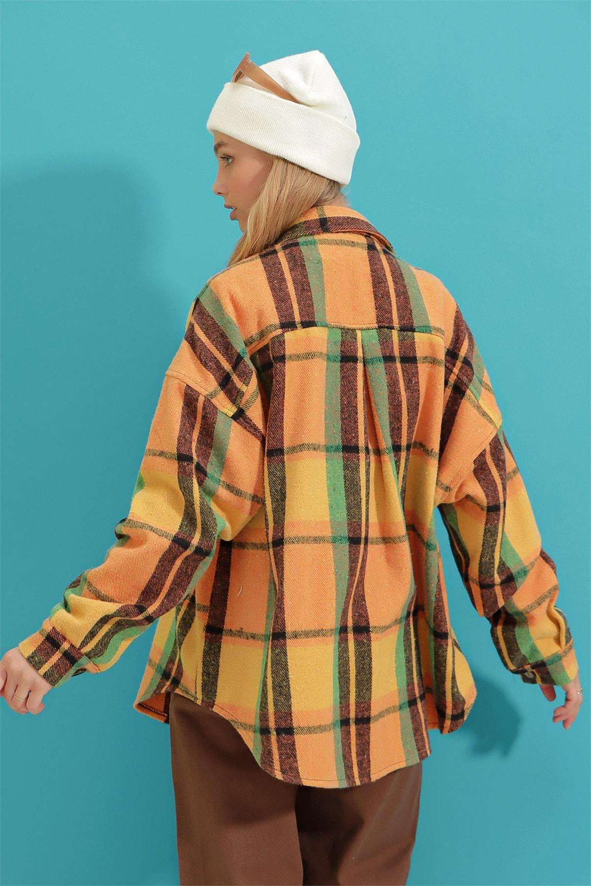 Yellow Plaid Oversize Shirt, , large image number 3