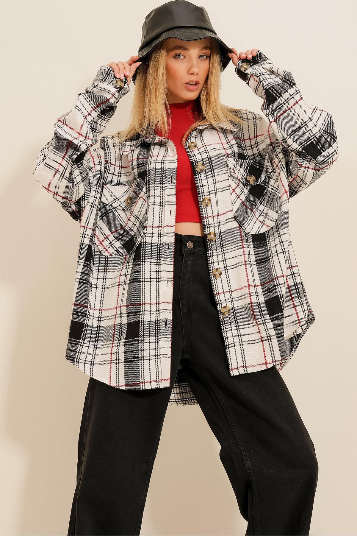 Black Plaid Oversize Shirt, , large image number 0