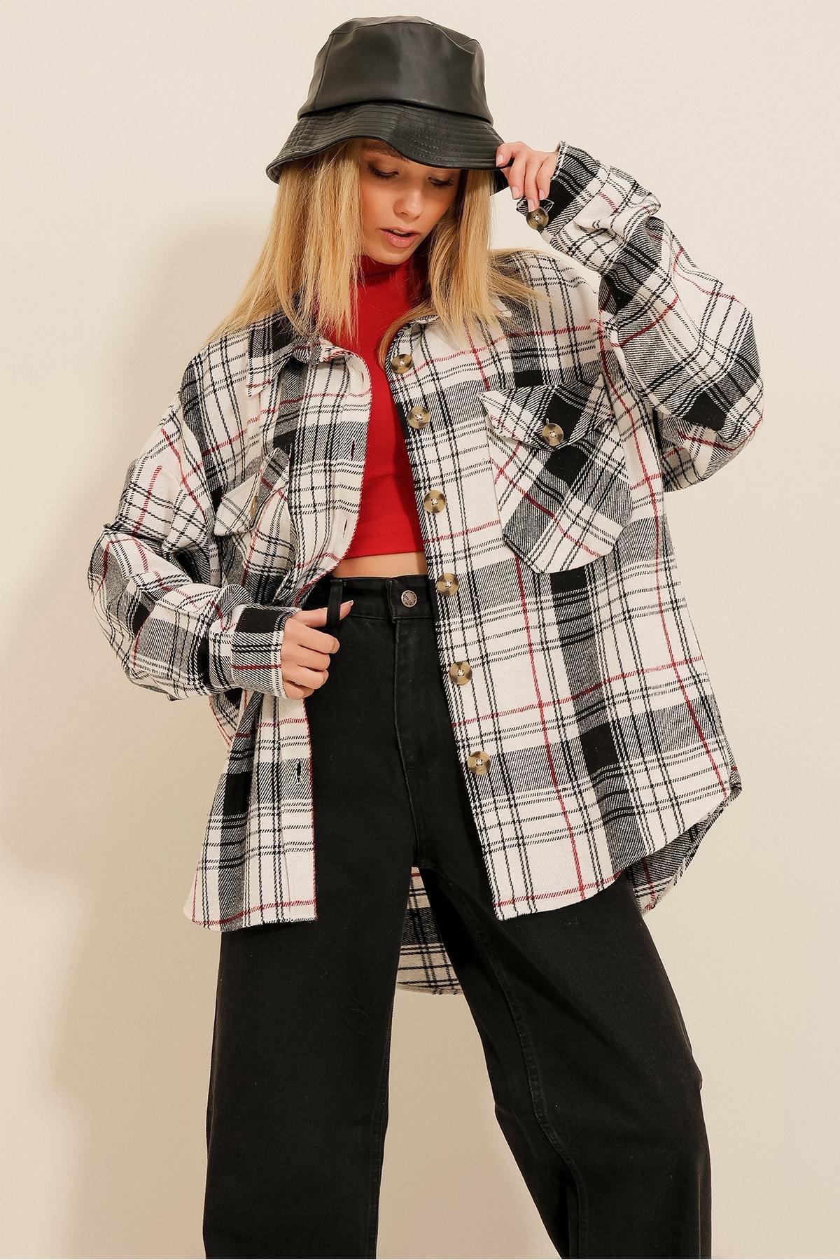 Black Plaid Oversize Shirt, , large image number 1
