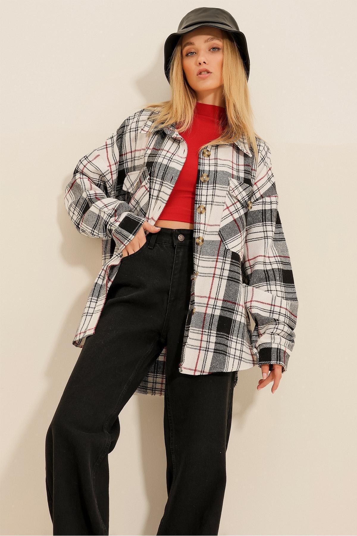 Black Plaid Oversize Shirt, , large image number 2