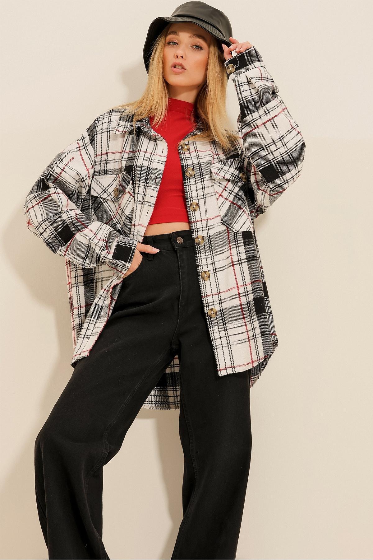 Black Plaid Oversize Shirt, , large image number 4
