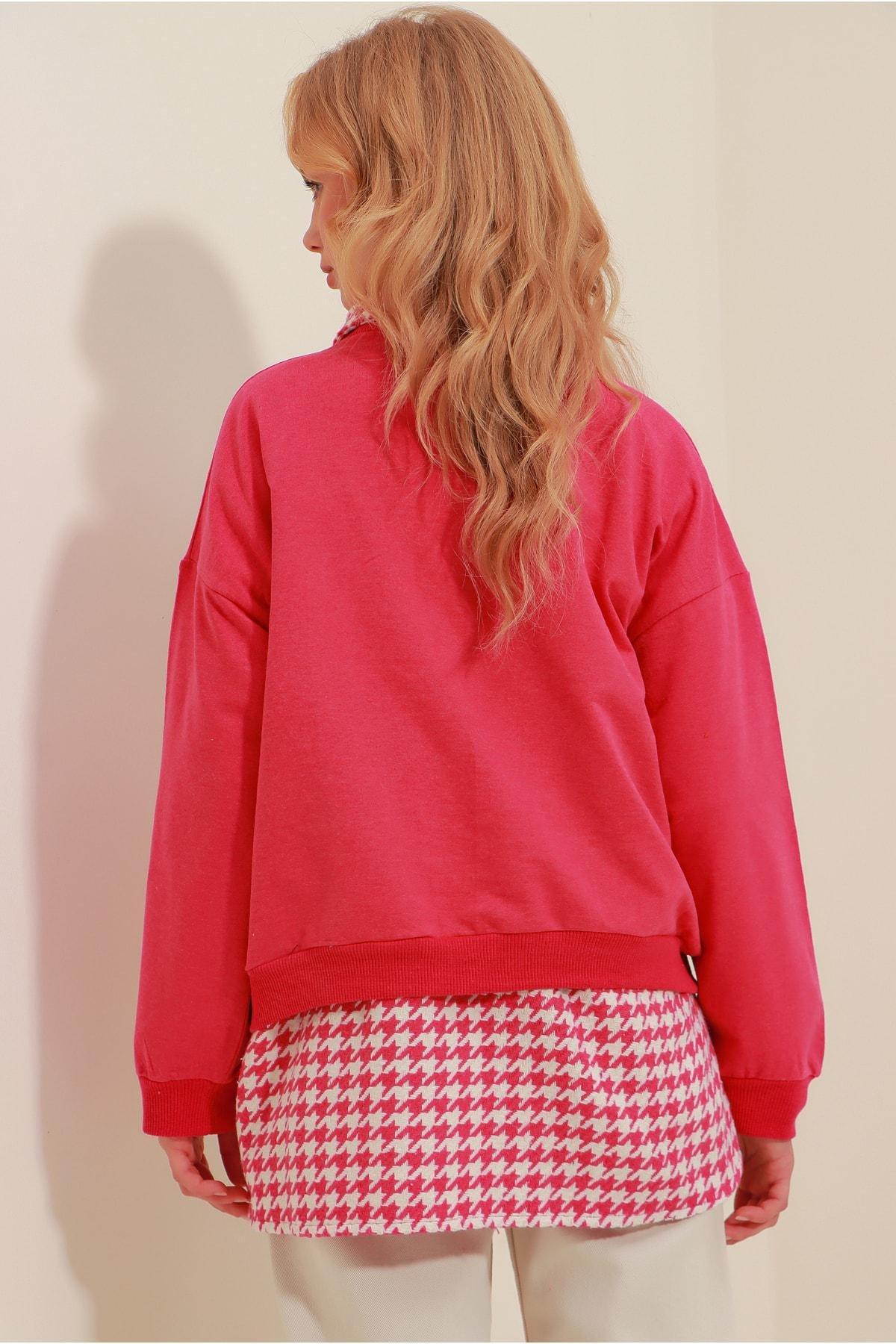 Pink Crew Neck Oversize Sweatshirt, , large image number 5